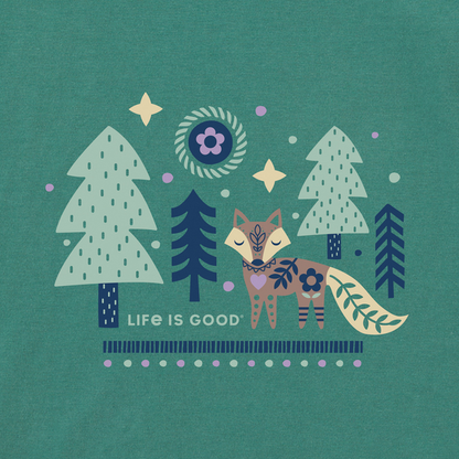 Life is Good W Sleep Vee Starry Night Nordic Fox SPRUCE GREEN