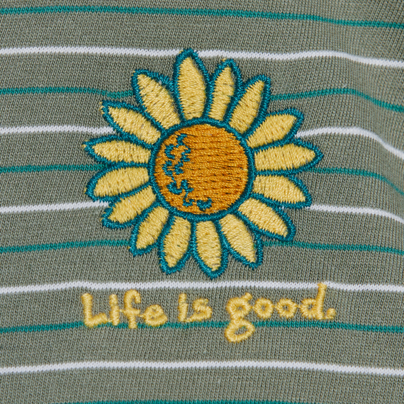 Life is Good W LS Crusher Striped Hooded Tee Sunflower MOSS GREEN