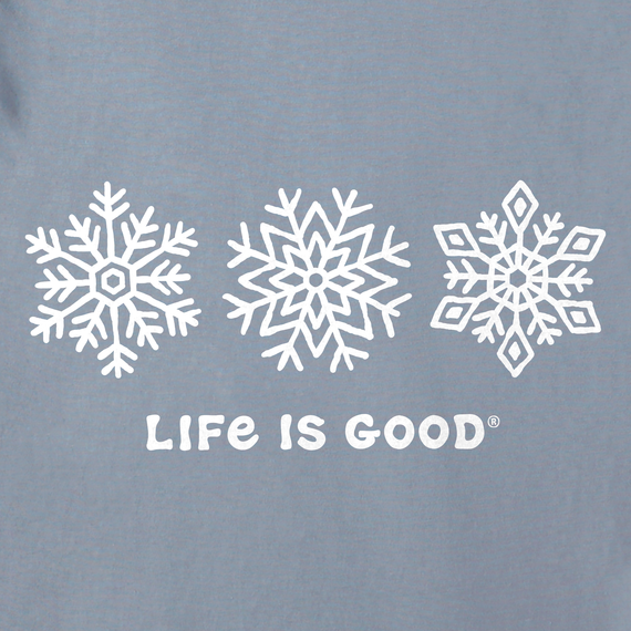 Life is Good W LS Crusher-Lite Tee Three Snowflakes STONE BLUE