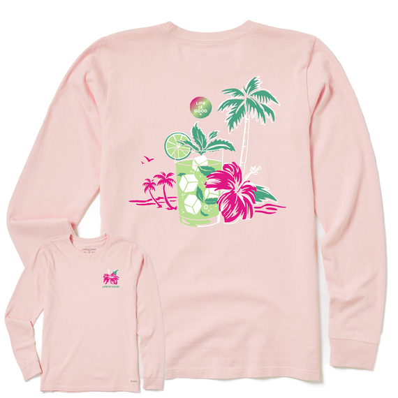 Life is Good W LS Crusher Tee Tropical Mojito HIMALAYAN PINK