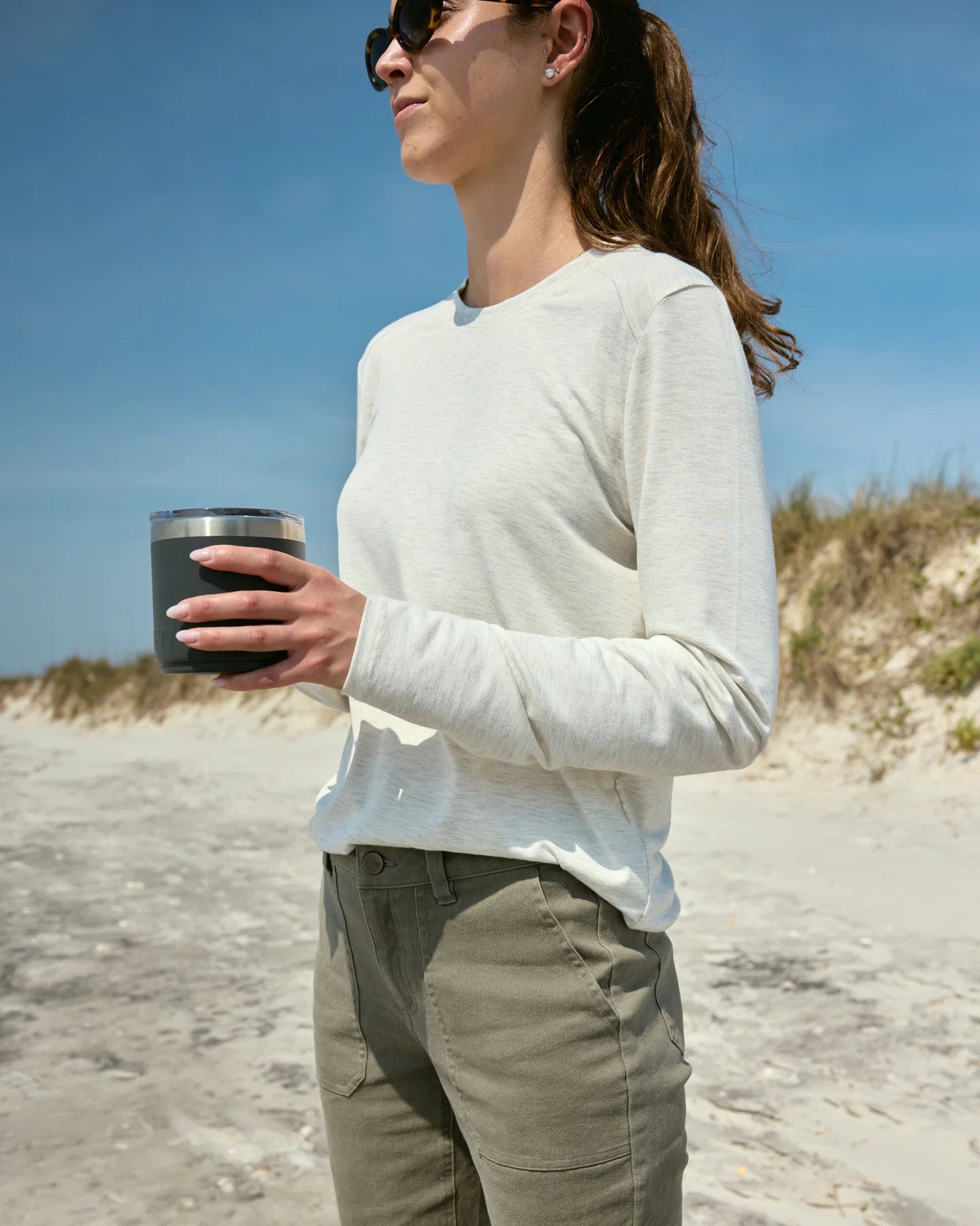 Free Fly W LS Bamboo Shade OFF WHITE HEATHER