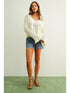 Miou Muse W LS Ruffle Detail Cardigan IVORY