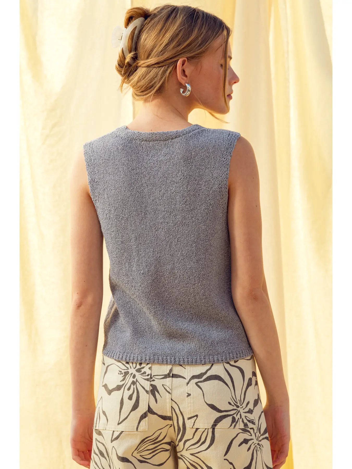 Miou Muse W Hook & Eye Vest Cardigan BLUE