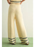 Miou Muse W Border Stripe Knit Pants GREEN / NAVY