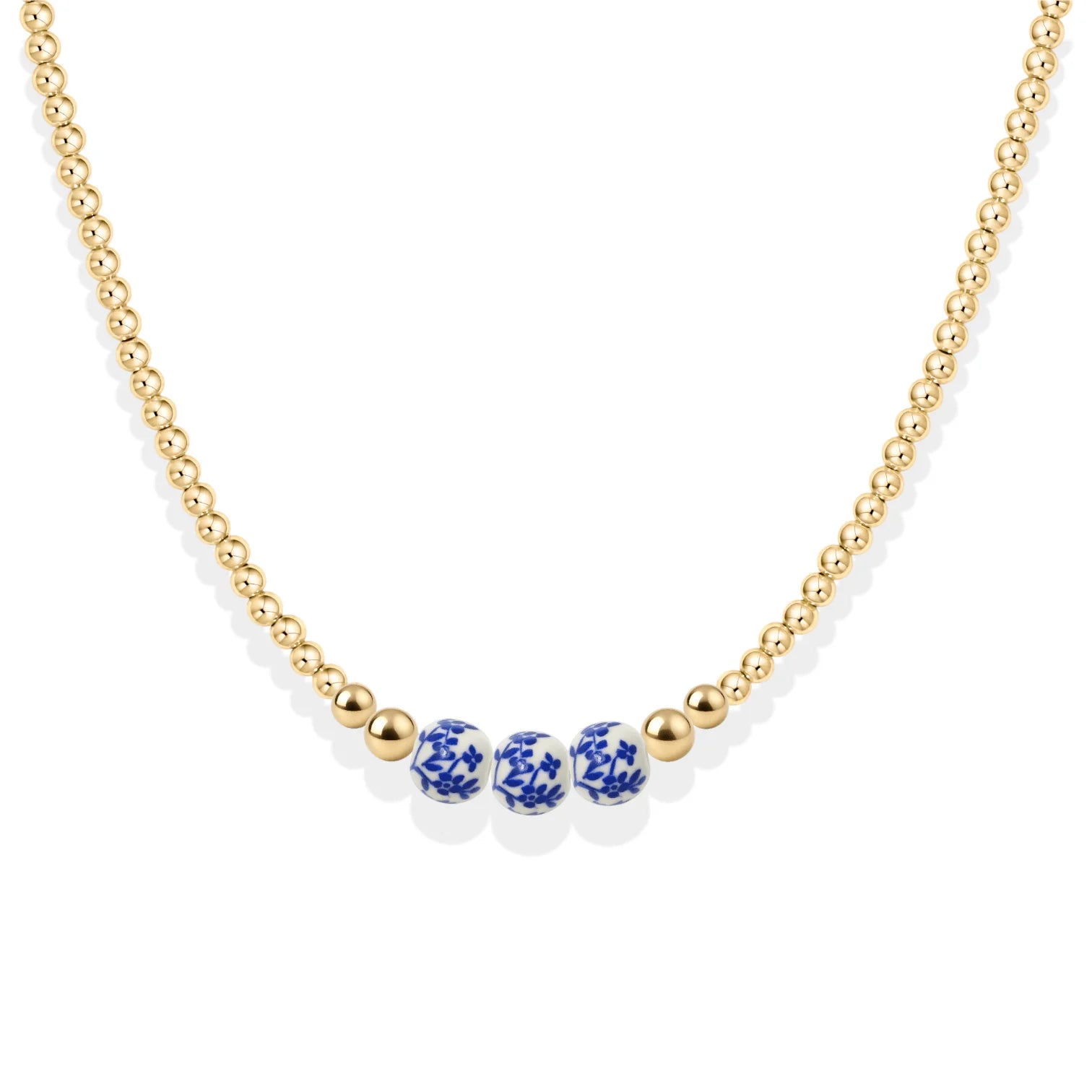 Bara Boheme Amalfi Magnolia Choker Necklace Gold Filled BLUE