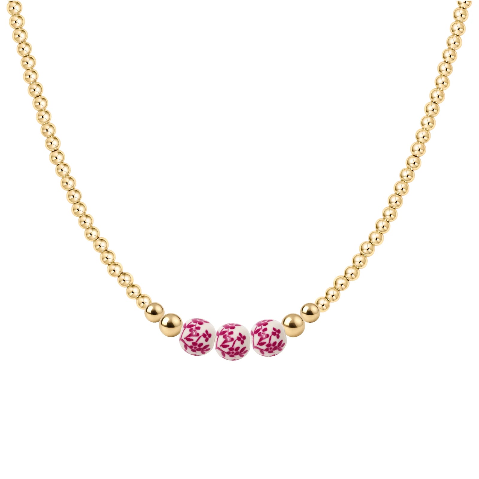 Bara Boheme Amalfi Magnolia Choker Necklace Gold Filled PINK