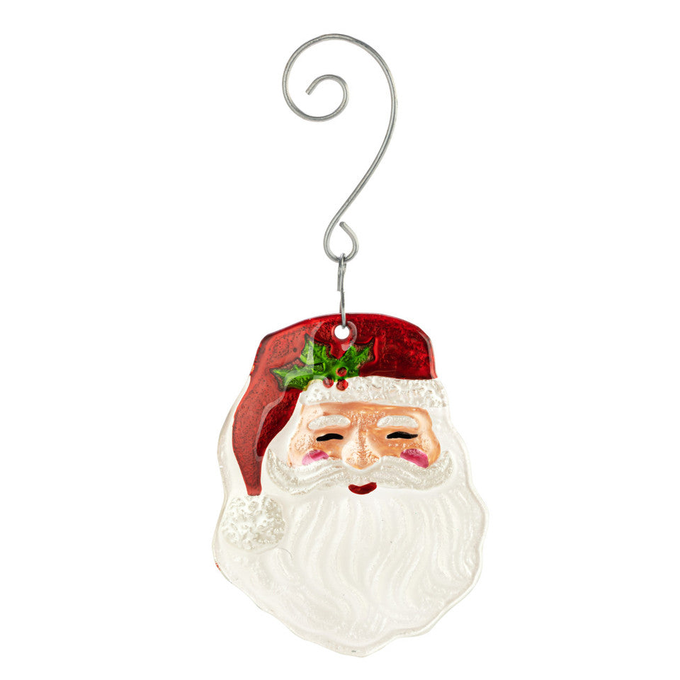 Demdaco Glass Ornament SMILING SANTA