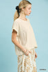 Umgee W Tie Hem Linen Round Neck Top OATMEAL