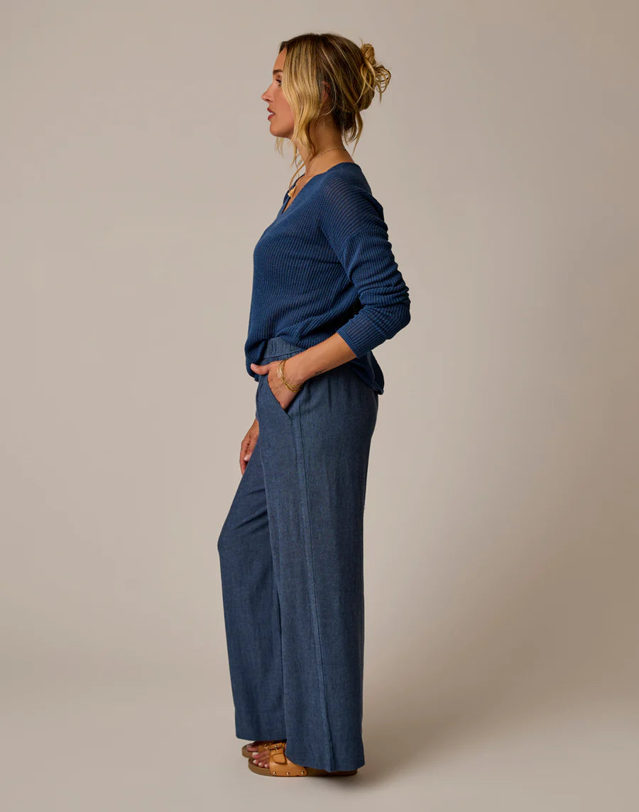 Carve Designs W Nico Linen Pant CAPTAIN CHAMBRAY
