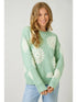 Mystree W Floral Flocked Sweater PASTEL GREEN