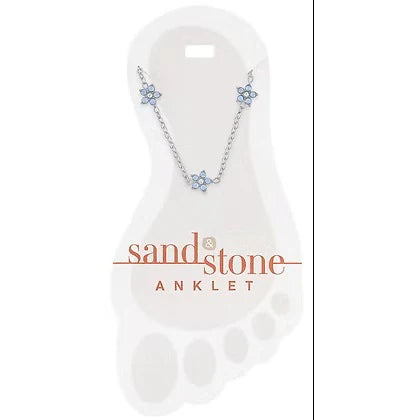 Sand & Stone Anklet Silver BLUE OPAL FLOWER