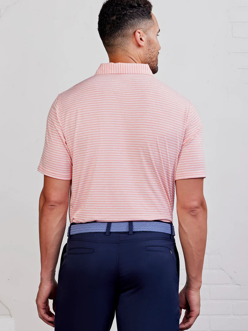 Tasc M Cloud Polo Brookline Stripe PINK GRAPEFRUIT