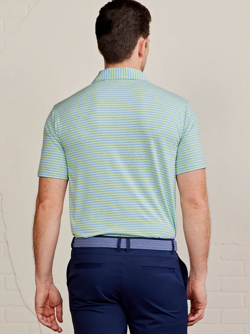 Tasc M Cloud Polo Air Stripe KIWI HEATHER / POLAR HEATHER