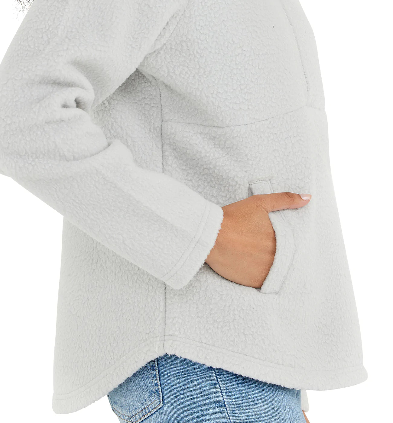 Free Fly W Bamboo Sherpa Fleece 1/2 Zip LIGHT GREY