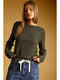 Miou Muse W LS Round Neck Knit Top TEAL GREEN