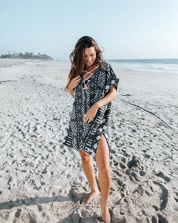 Sand Cloud Adobe Mudcloth Cover Up BLACK