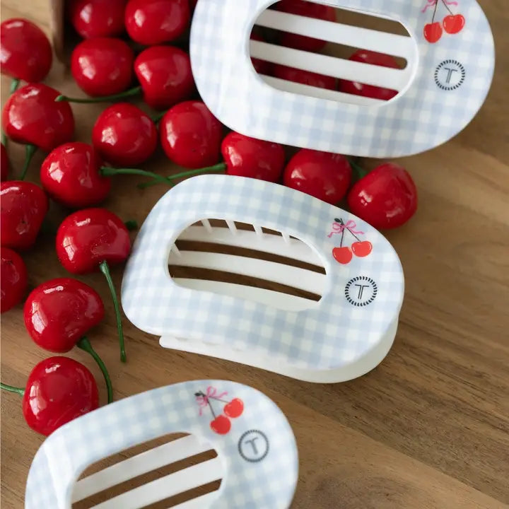 Teleties Medium Flat Round Clip BASKET OF CHERRIES