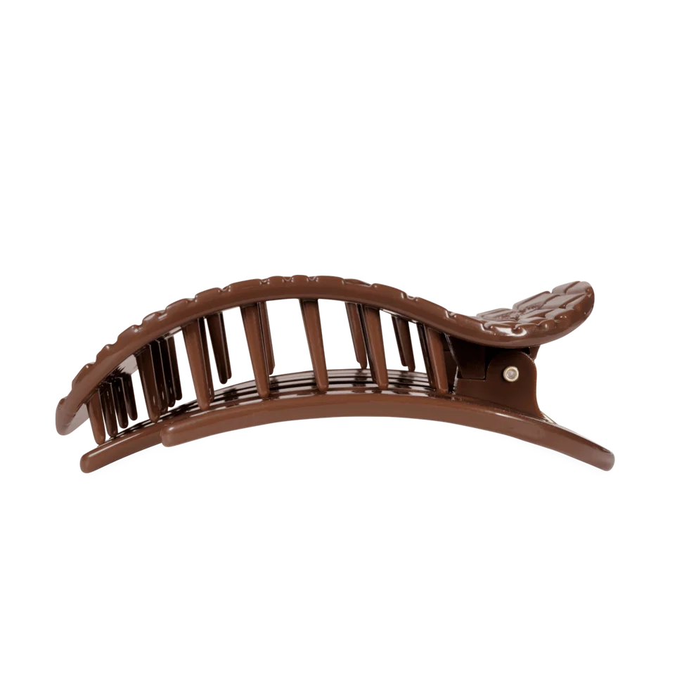 Teleties Large Flat Round Hair Clip BROWN CROCODILE