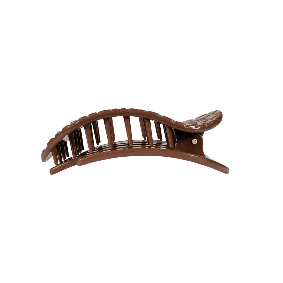Teleties Medium Flat Round Hair Clip BROWN CROCODILE
