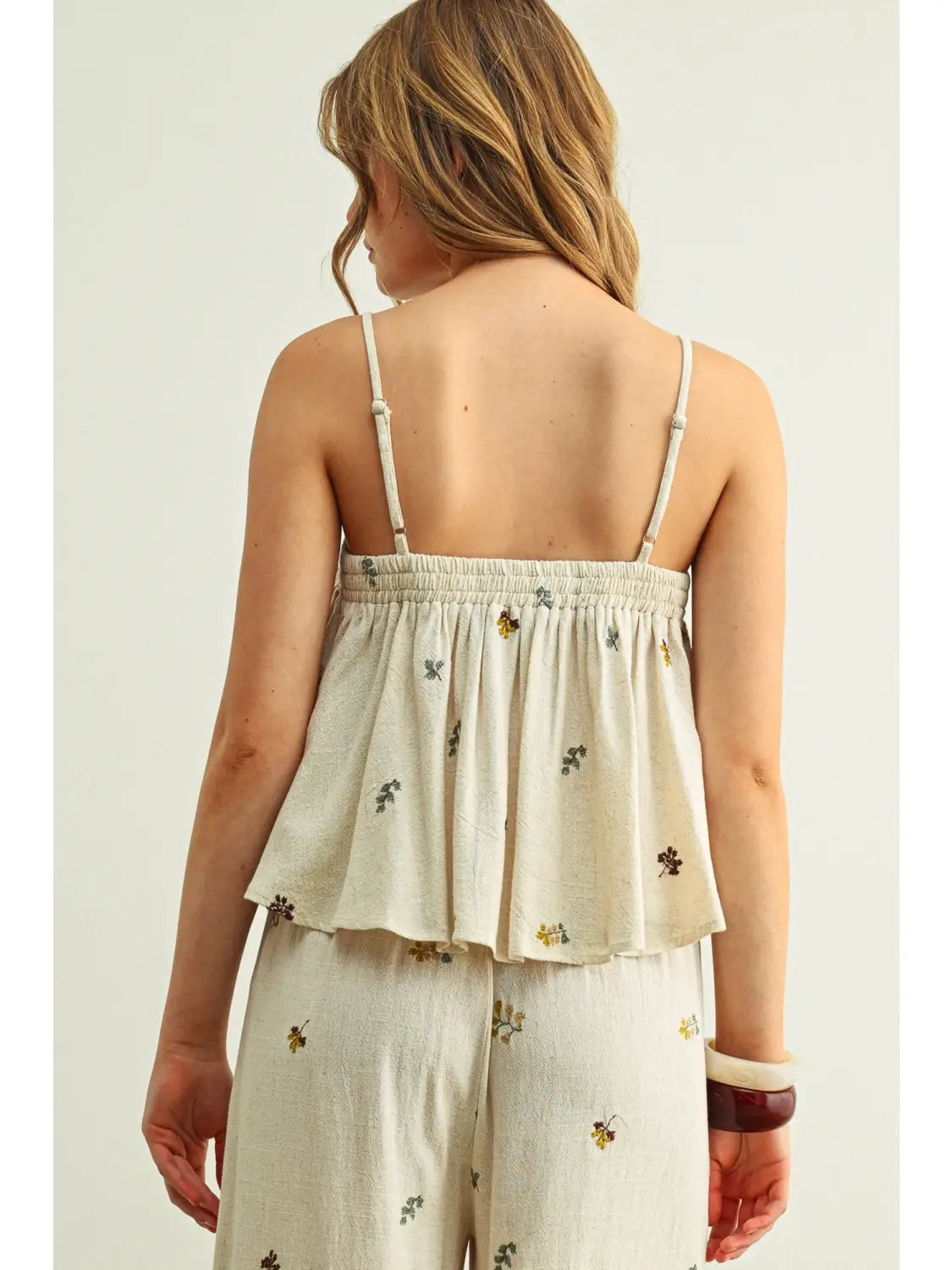 Miou Muse W Embroidered Gauze Crop Top BEIGE
