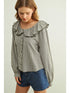 Miou Muse W LS Mini Gingham Ruffled Collar Blouse OLIVE