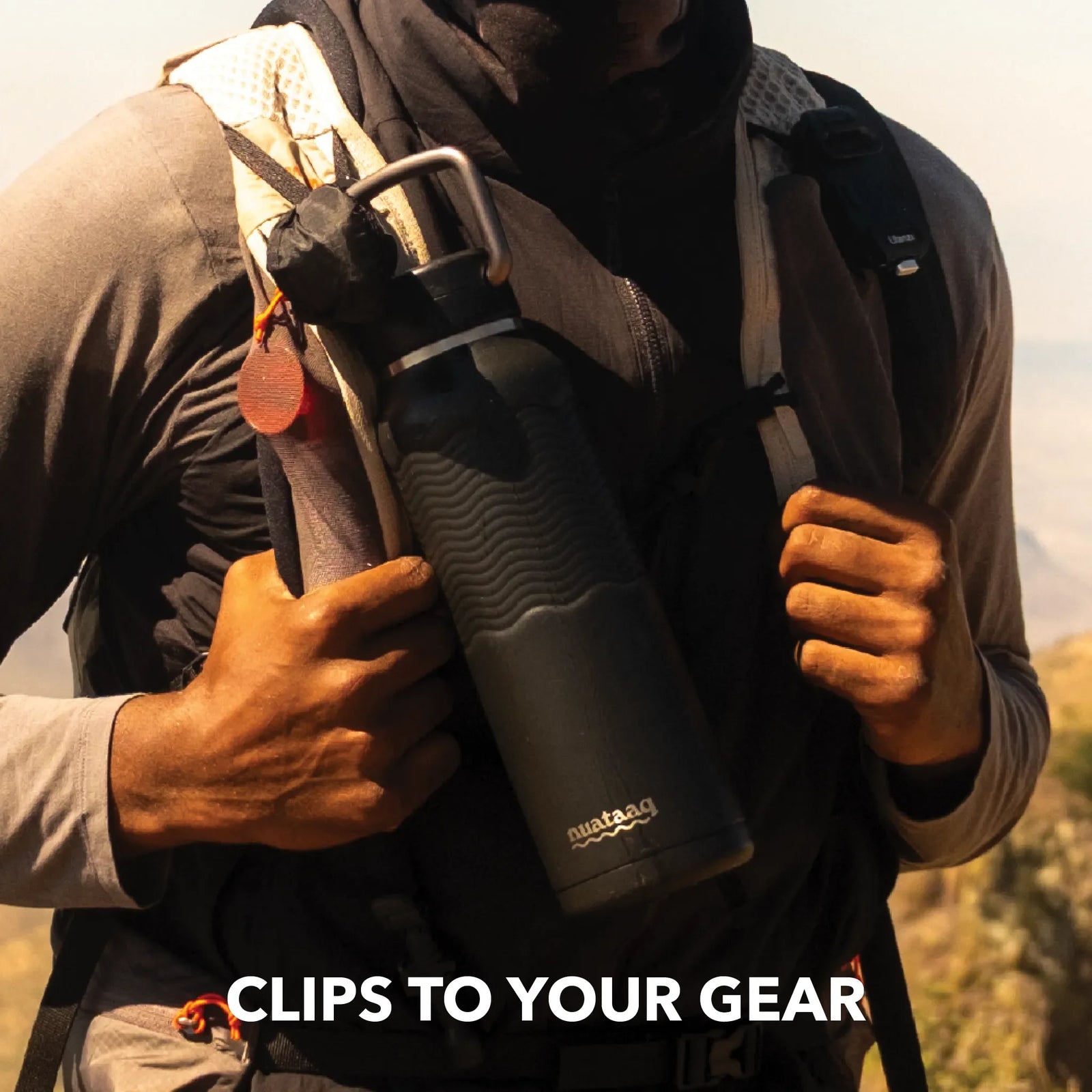 Nuataaq 34 oz Carabiner Water Bottle OBSIDIAN