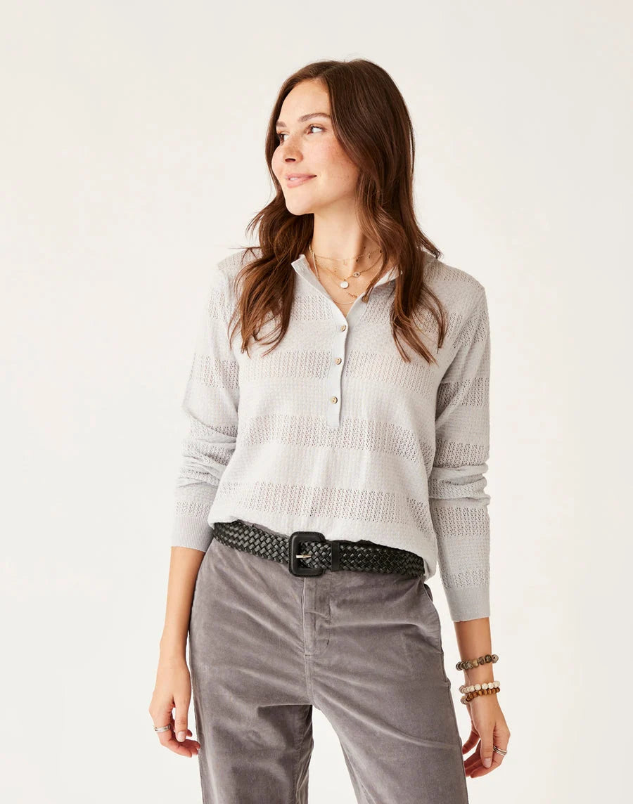 Carve Designs W Amara Pointelle Sweater LT GREY HEATHER