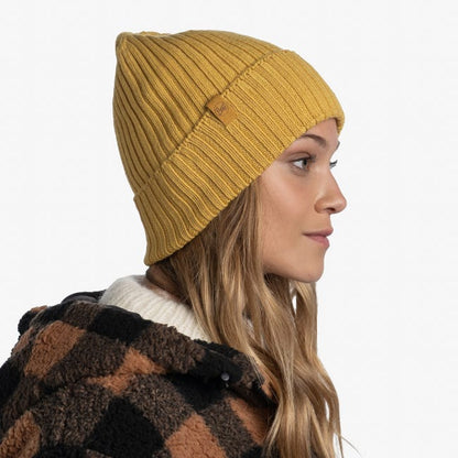 Buff Knitted Beanie Hat Norval HONEY