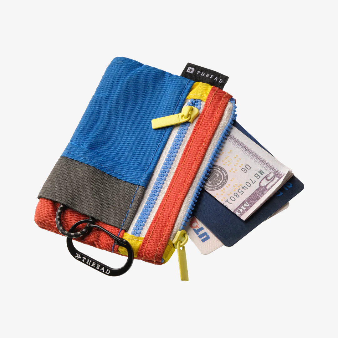 Thread Color Block Pouch Wallet RED