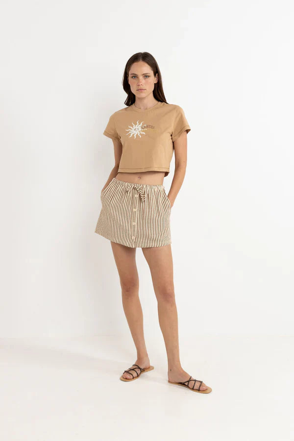 Rhythm W Cove Stripe Skort NATURAL
