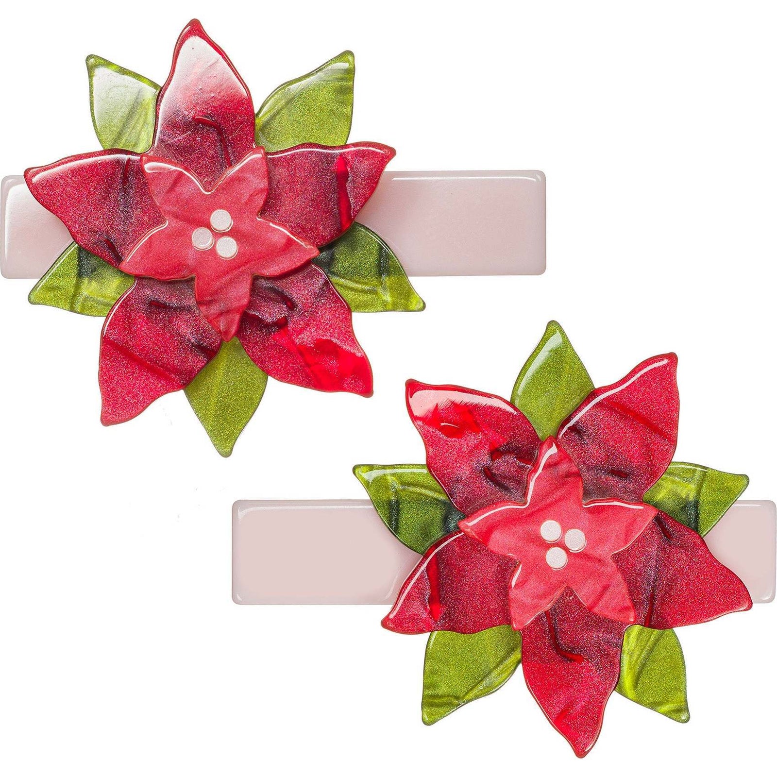 Lilies & Roses Poinsettia Pearlized Hair Clips