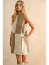 Miou Muse W Corduroy Color Block Midi Dress MOCHA / ECRU