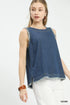 Umgee W Denim Sleeveless Button Back Top DENIM