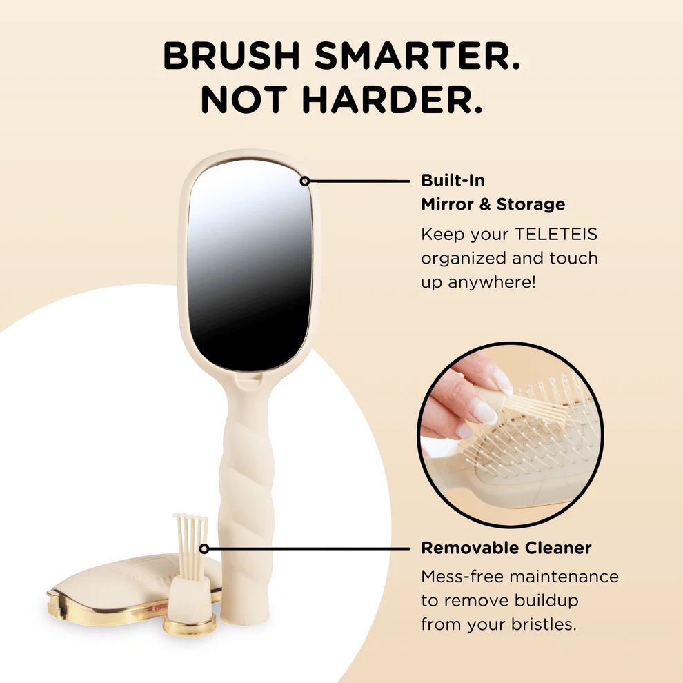 Teleties Detangler Hair Brush for Medium Hair - Full Size TAN