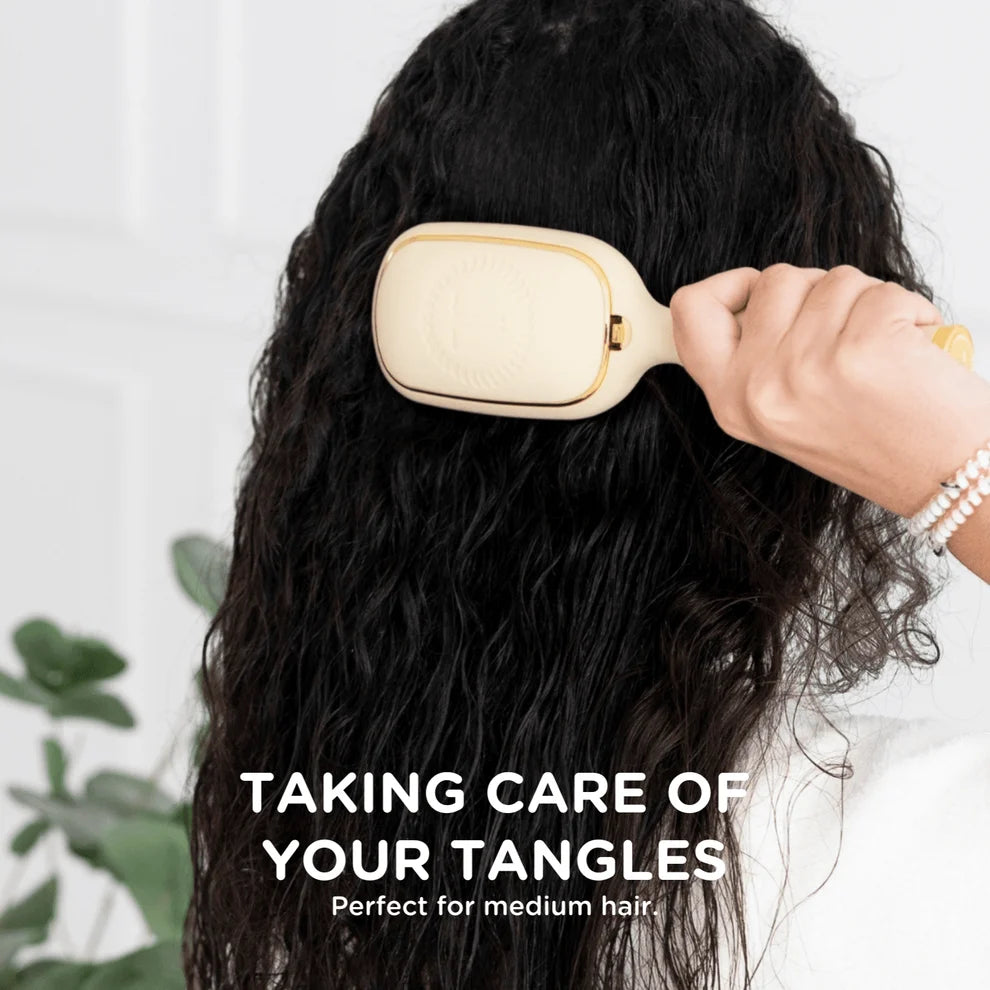 Teleties Detangler Hair Brush for Medium Hair - Full Size TAN