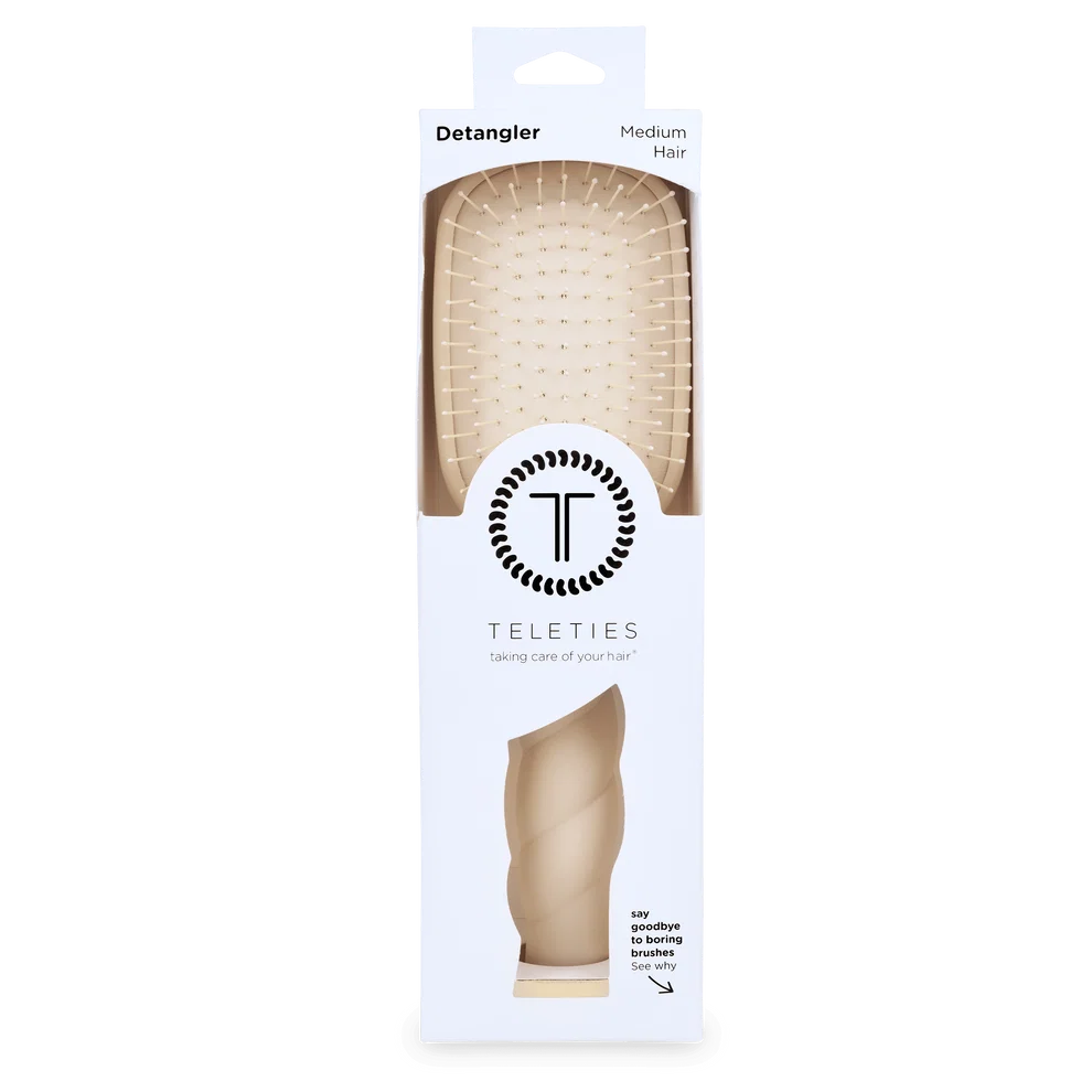 Teleties Detangler Hair Brush for Medium Hair - Full Size TAN