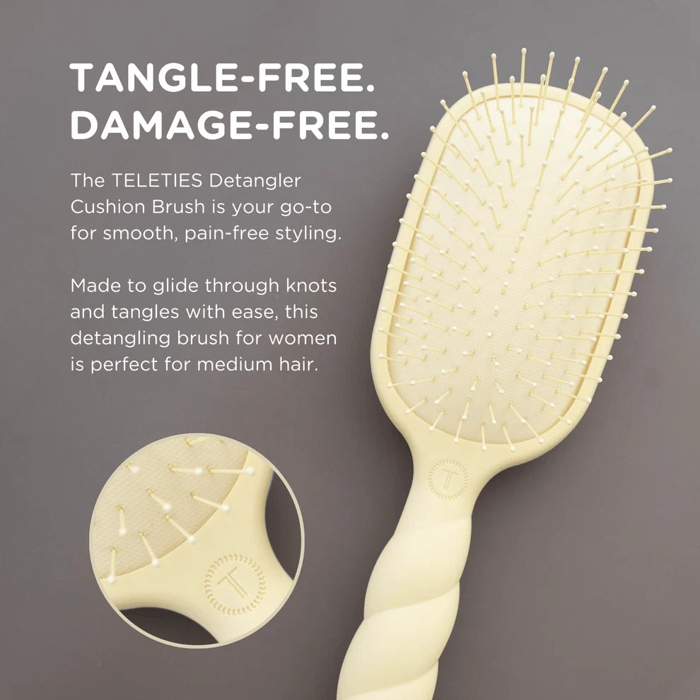 Teleties Detangler Hair Brush for Medium Hair - Full Size TAN