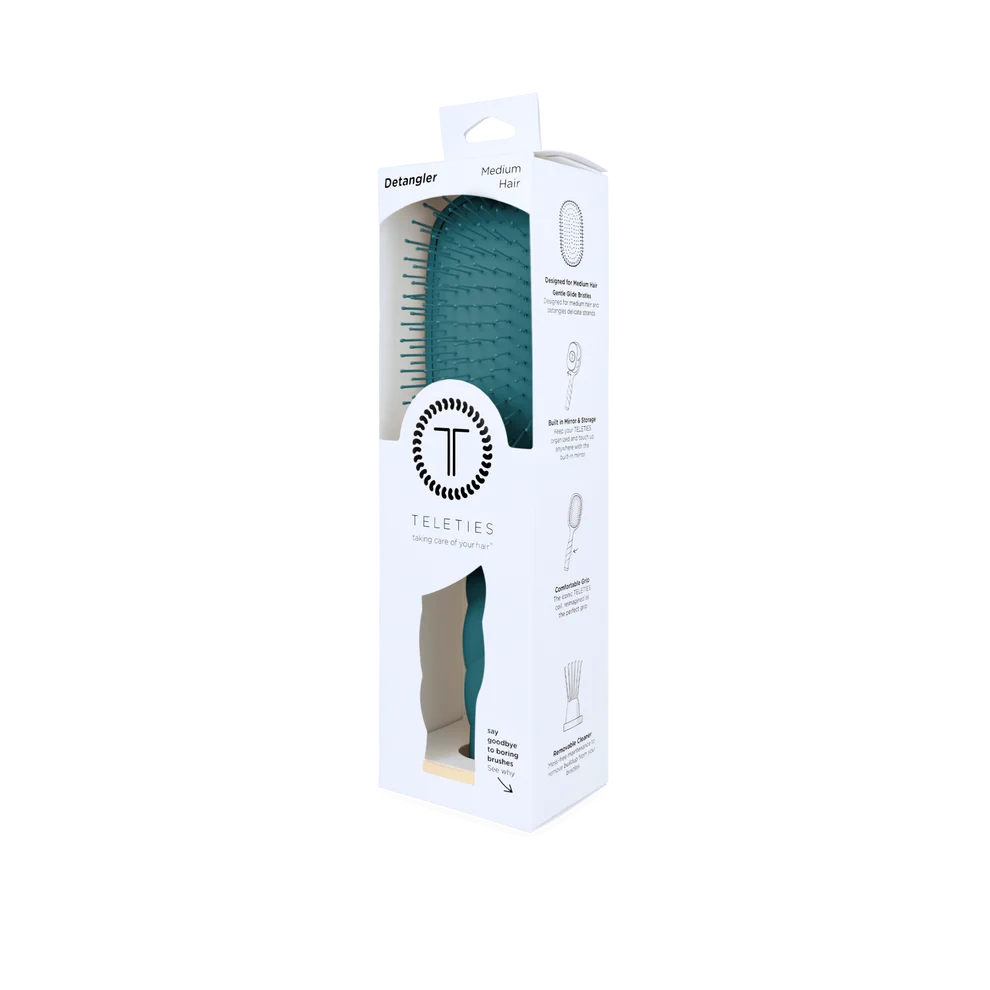 Teleties Detangler Hair Brush for Medium Hair - Full Size TEAL