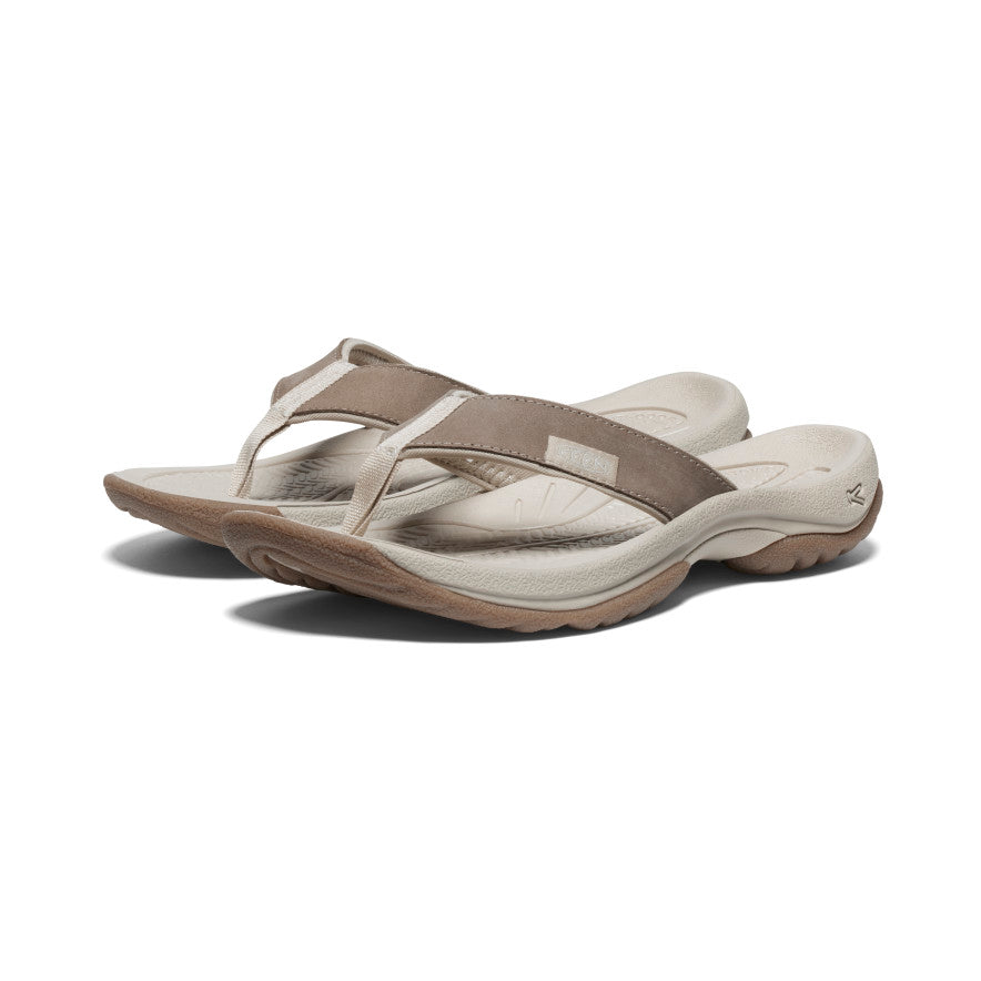 KEEN W Kona Leather Flip Flop BRINDLE / SILVER BIRCH