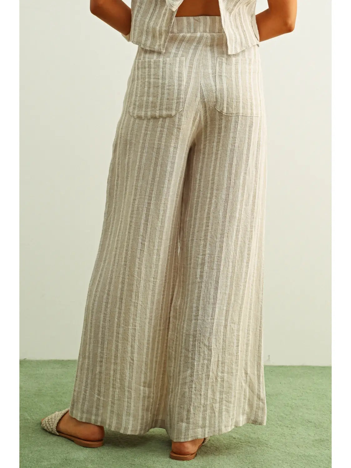 Miou Muse W Jacquard Linen Pant WHITE / STONE