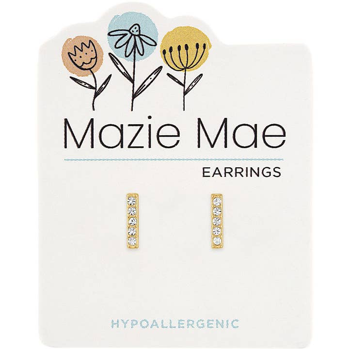 Mazie Mae CZ Bar Studs GOLD