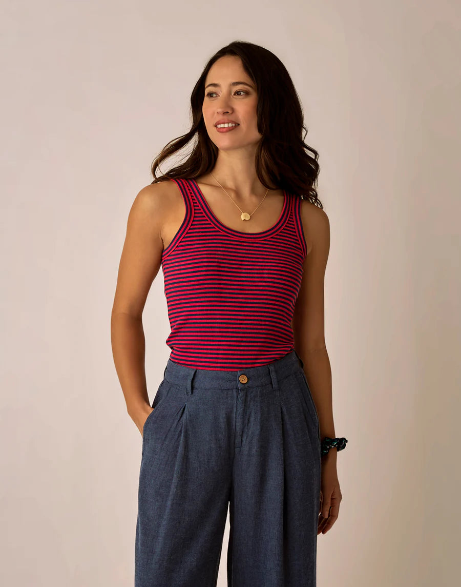 Carve Designs W Ever Rib Tank JULY STRIPE