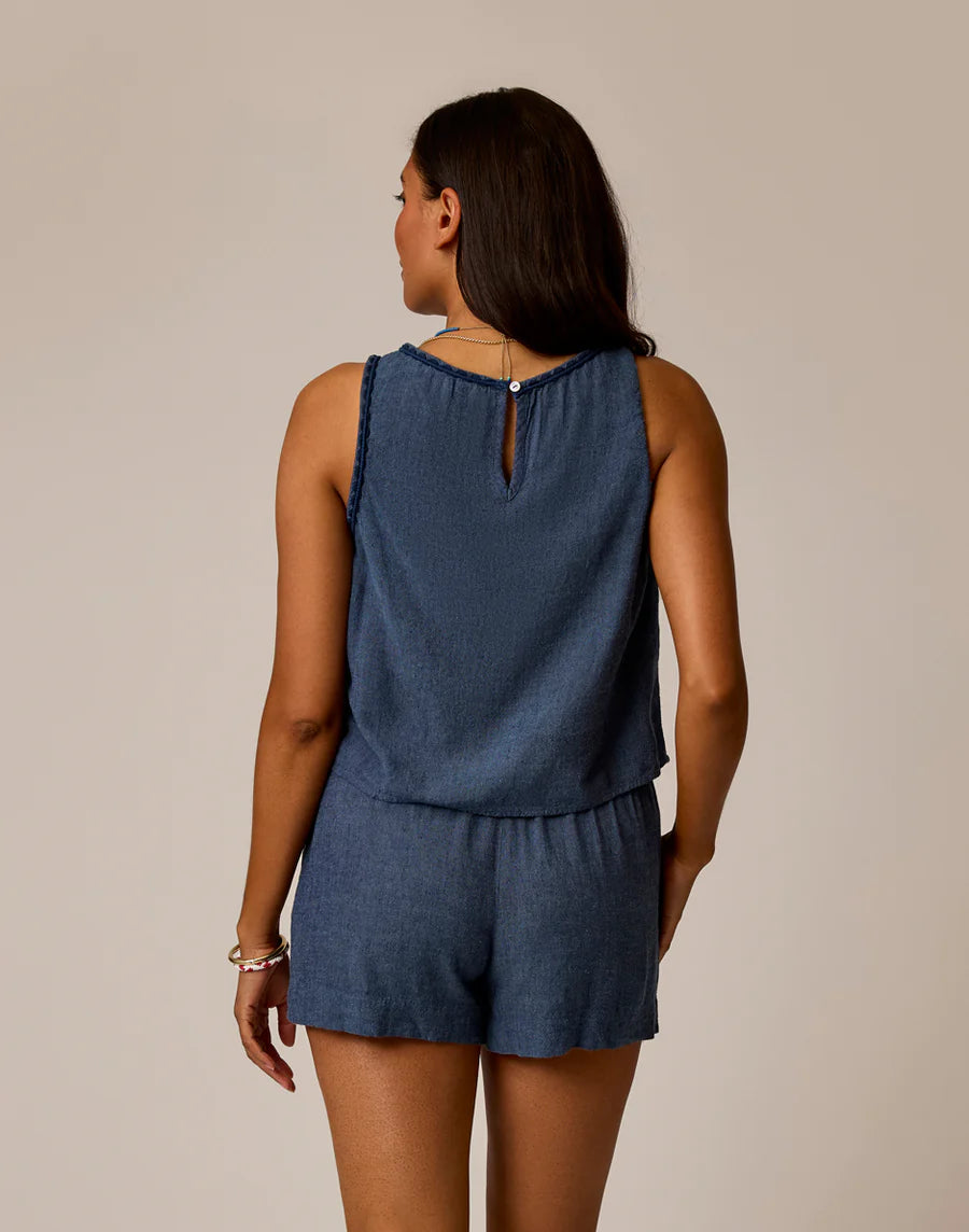 Carve Designs W Lou Linen Tank CAPTAIN CHAMBRAY