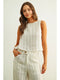 Miou Muse W Jacquard Linen Twist Back Top WHITE