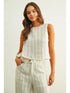Miou Muse W Jacquard Linen Twist Back Top WHITE