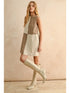Miou Muse W Corduroy Color Block Midi Dress MOCHA / ECRU