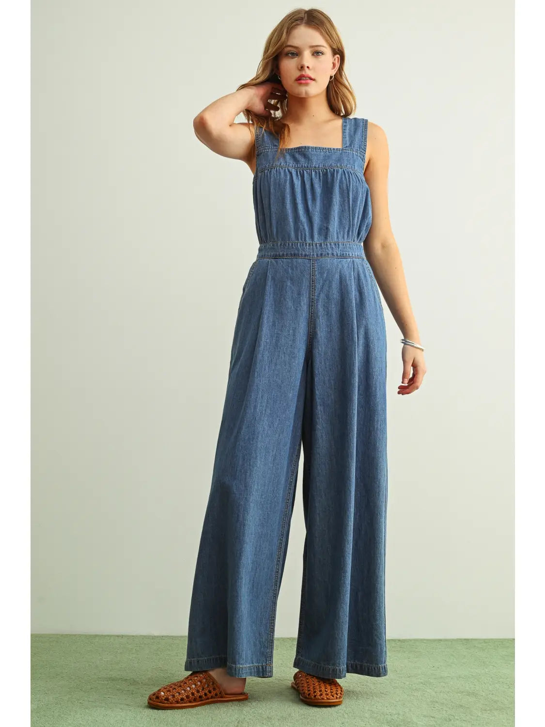 Miou Muse W Sleeveless Chambray Jumpsuit DENIM