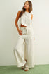 Miou Muse W Jacquard Linen Pant WHITE / STONE