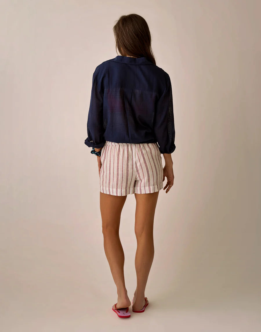 Carve Designs W Hellie Linen Short KENTUCKY STRIPE