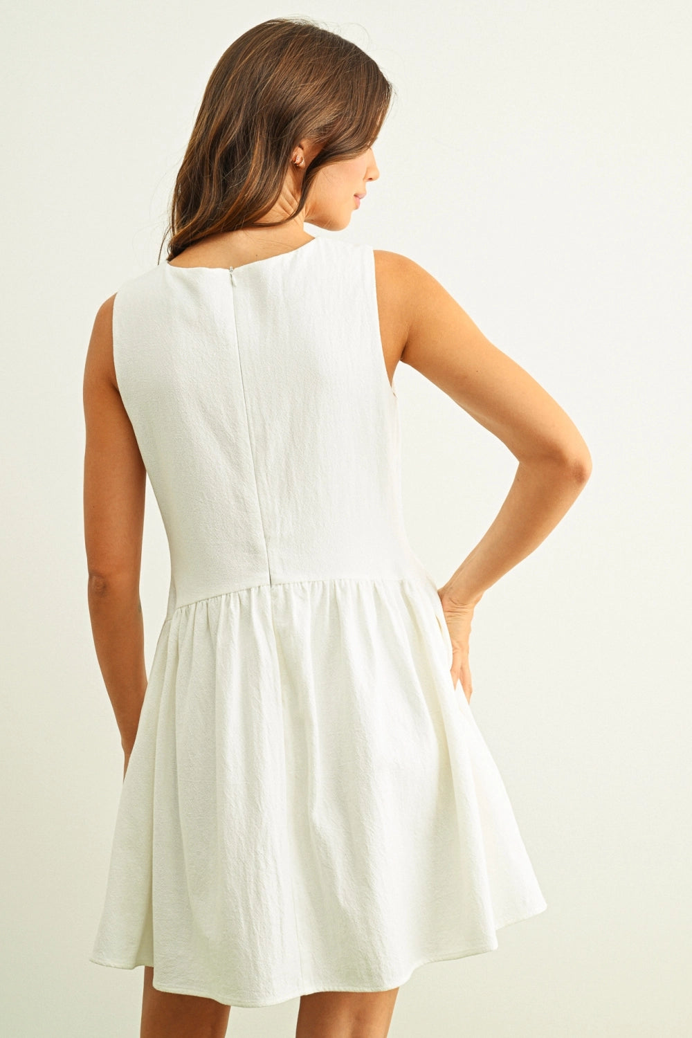 Miou Muse W Tie Front Sleeveless Dress WHITE